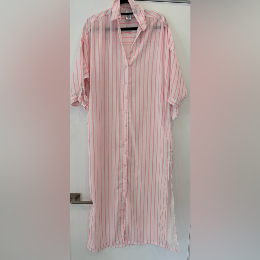 Peixoto Pink and White Striped Cover Up